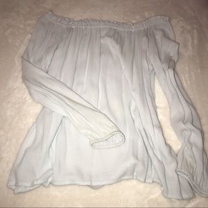 Blue long sleeve off the shoulder top